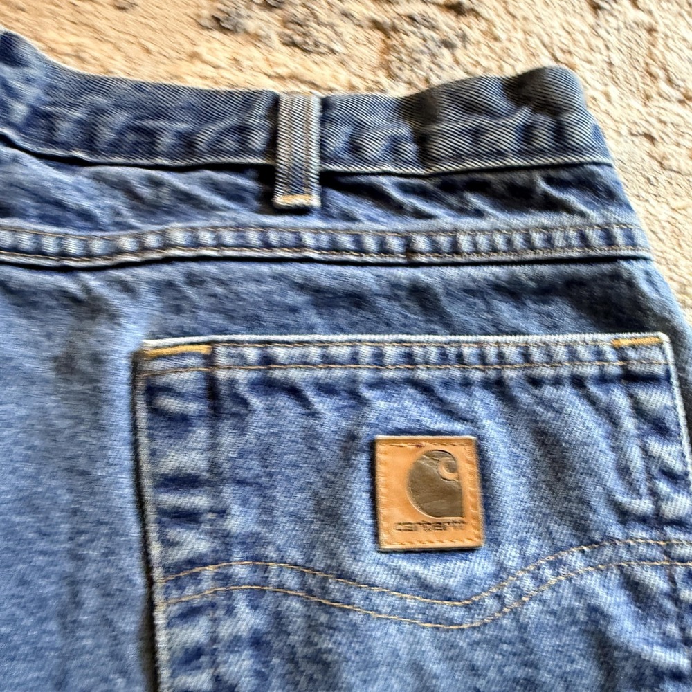 Carhartt B17 DST Jeans Mens 38x30 Blue Relaxed Fit Tapered Denim Pants Workwear